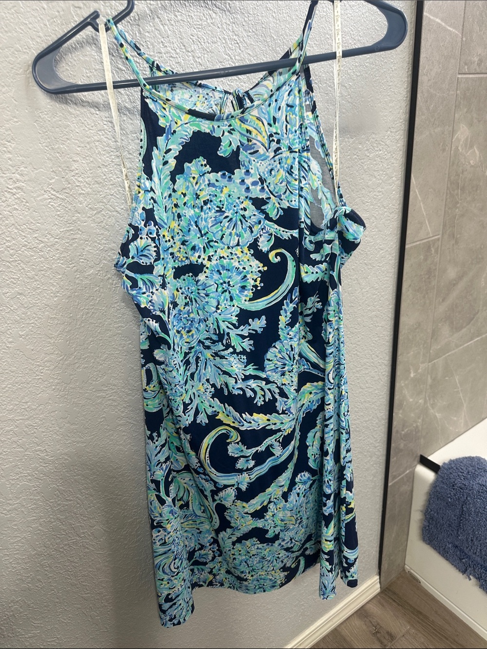 Lilly Pulitzer Navy Blue Floral Halter One-Piece Dress
